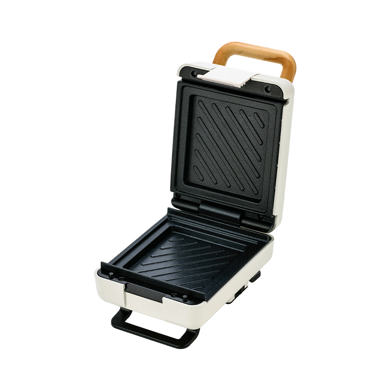 BJX-S015 Sandwich Maker na may Wood Grain Handle at Fixed Plate