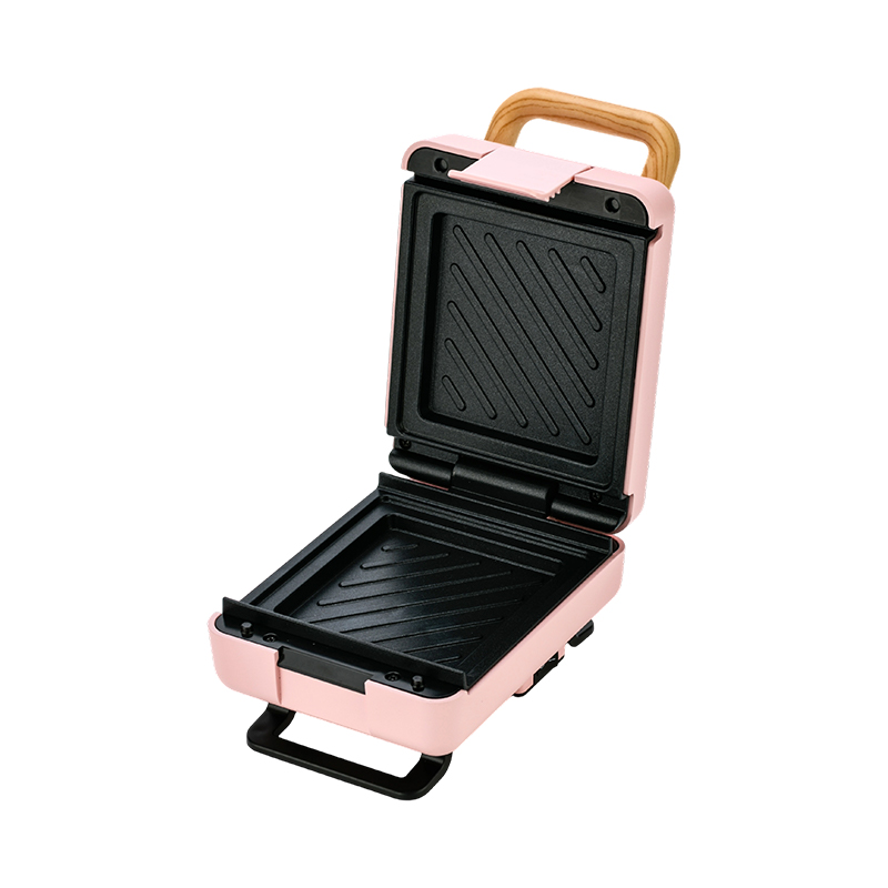 BJX-S015 Sandwich Maker na may Wood Grain Handle at Fixed Plate
