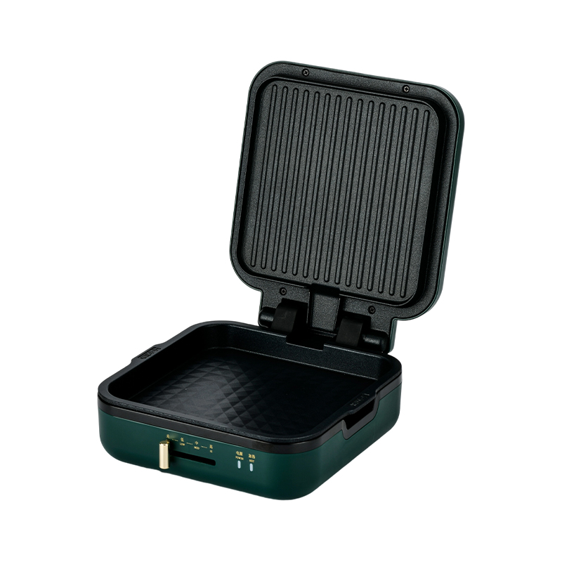 BJX-S017 24x24cm Grill Pan na may Grill (Temperature Control + Wood Grain Handle)